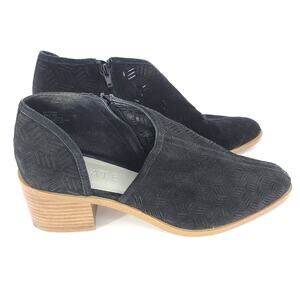 1.State Iddah Perforated Cutaway Bootie Block Heel Black Size 9M Edgy Western